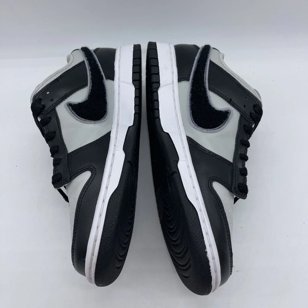 Nike Dunk Low Chenille Swoosh Men's Size 9 Sneakers DQ7683-001 Black Gray White